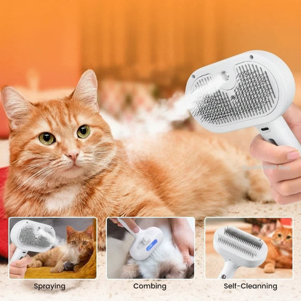 Eco-Friendly Pet Steam Spray Massage Comb for Dogs & Cats