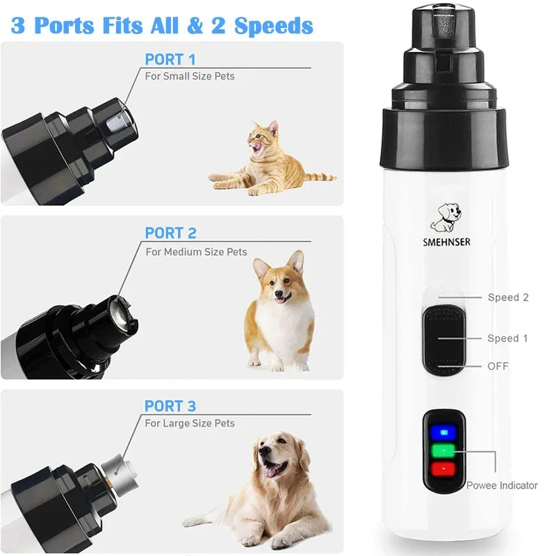 Eco-Friendly USB Rechargeable Pet Nail Grinder for Dogs & Cats