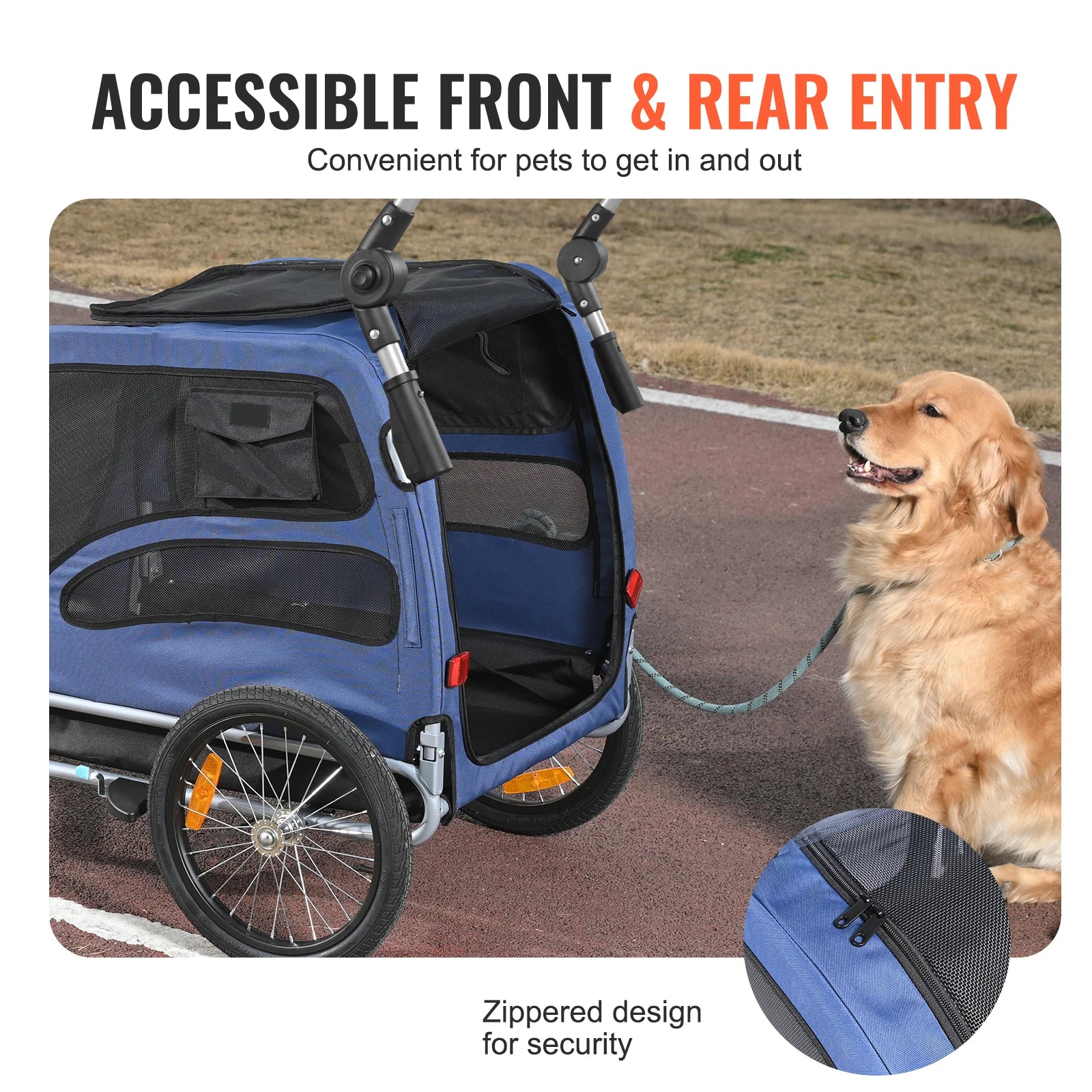 Eco-Friendly 2-in-1 Dog Bike Trailer & Pet Stroller with Safety Reflectors