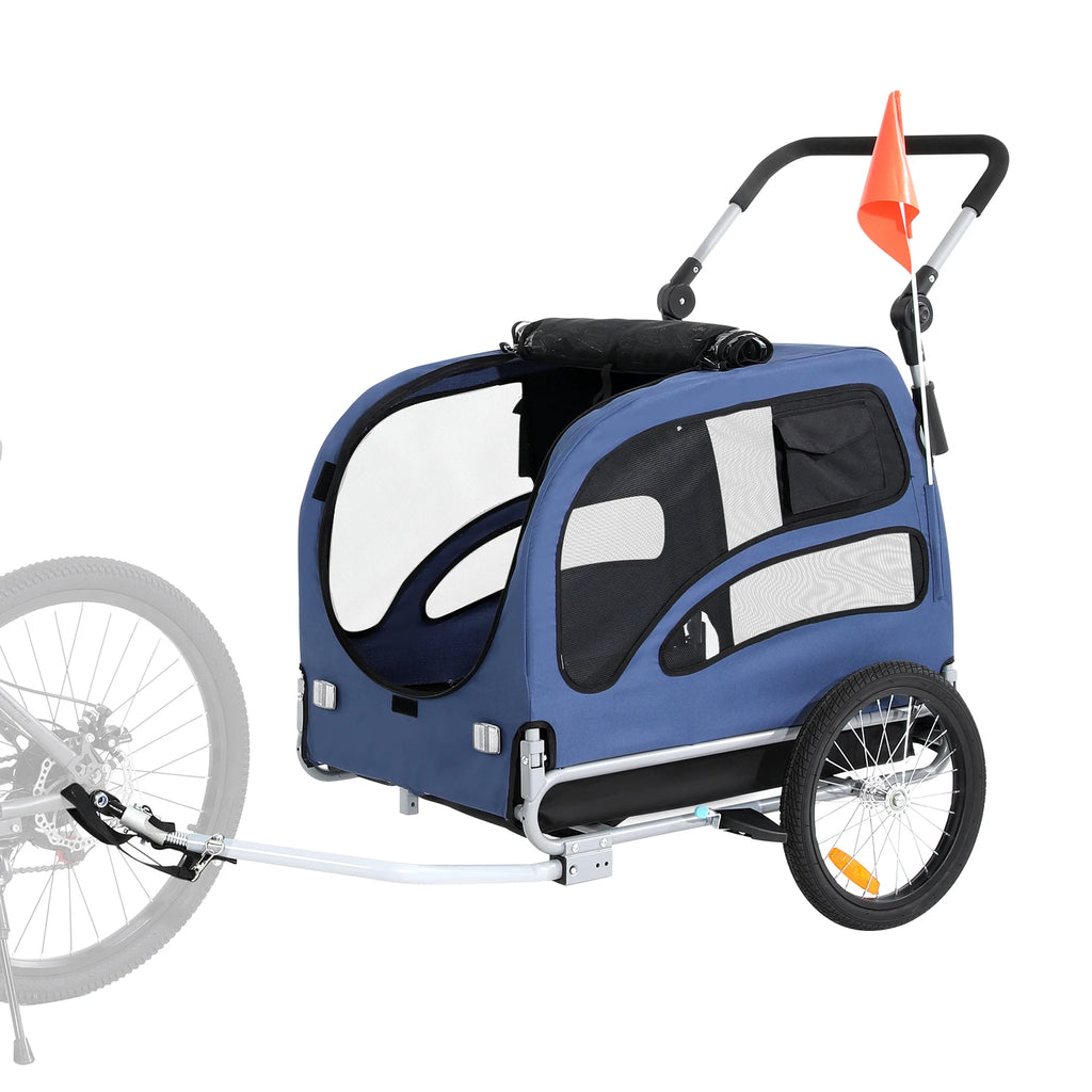Eco-Friendly 2-in-1 Dog Bike Trailer & Pet Stroller with Safety Reflectors